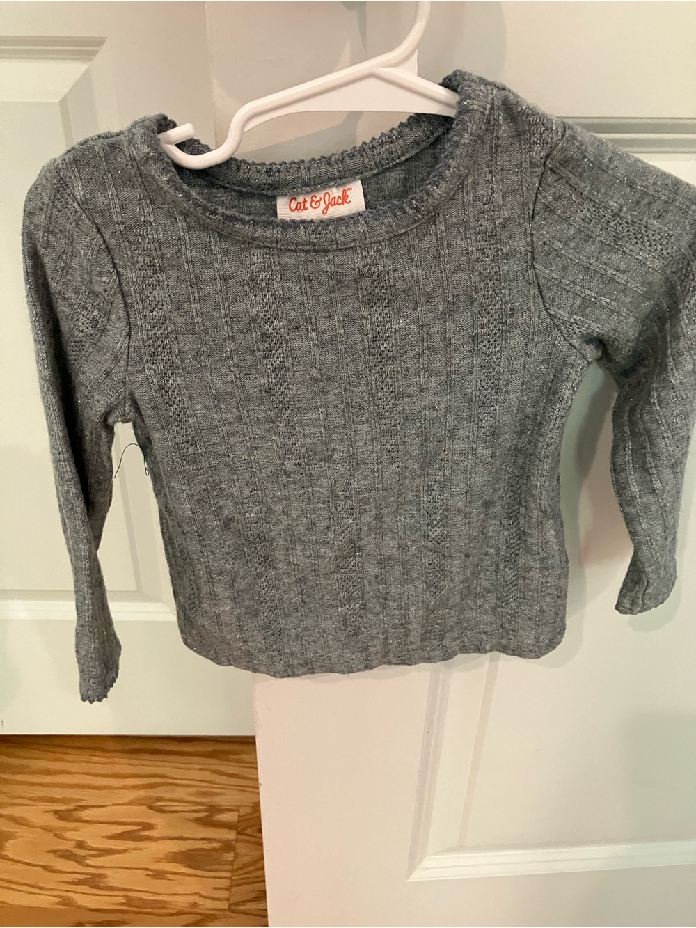 Cat & Jack Gray Ribbed Knit Long Sleeve Top